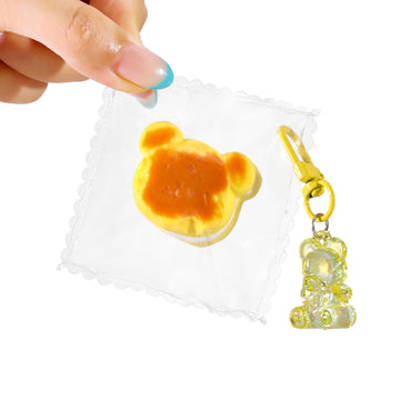 Bear Cream Puff Taba Squishy Squeeze Toy Bag Charm
