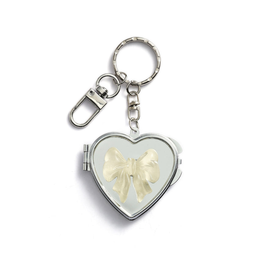 Cream Bow Mirror Keychain & Bag Charm