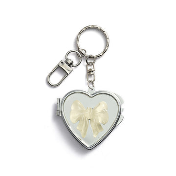 Cream Bow Mirror Keychain & Bag Charm