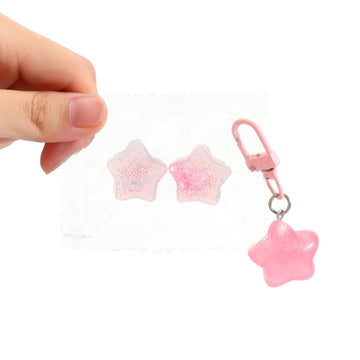 Mini Pink Stars Taba Squishy Squeeze Toy Bag Charm