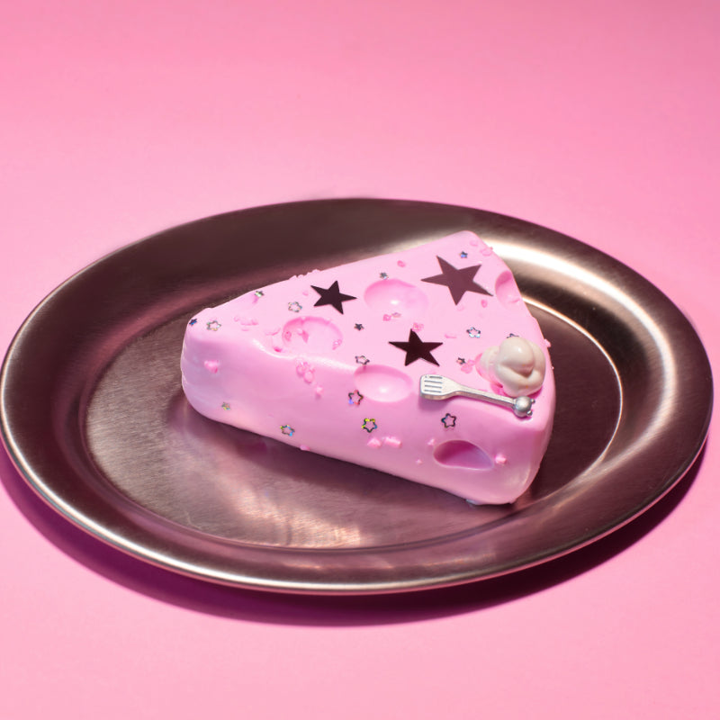 Pink Cheese Slice Taba Squishy Squeeze Toy