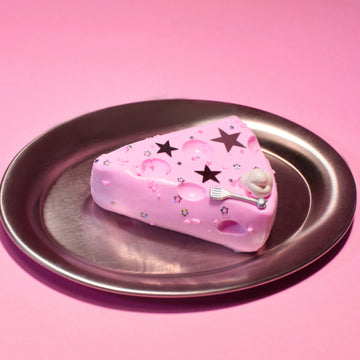 Pink Cheese Slice Taba Squishy Squeeze Toy