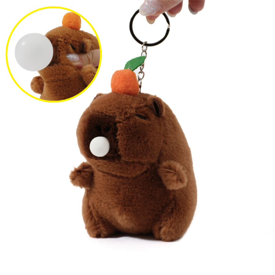 Bubble Gum Capybara in Brown Squeeze Toy Bag Charm
