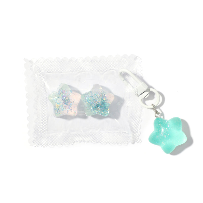 Mini Green Stars Taba Squishy Squeeze Toy Bag Charm