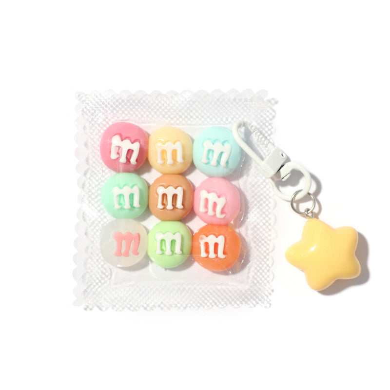 Rainbow Chocolate Beans Taba Squishy Squeeze Toy Bag Charm