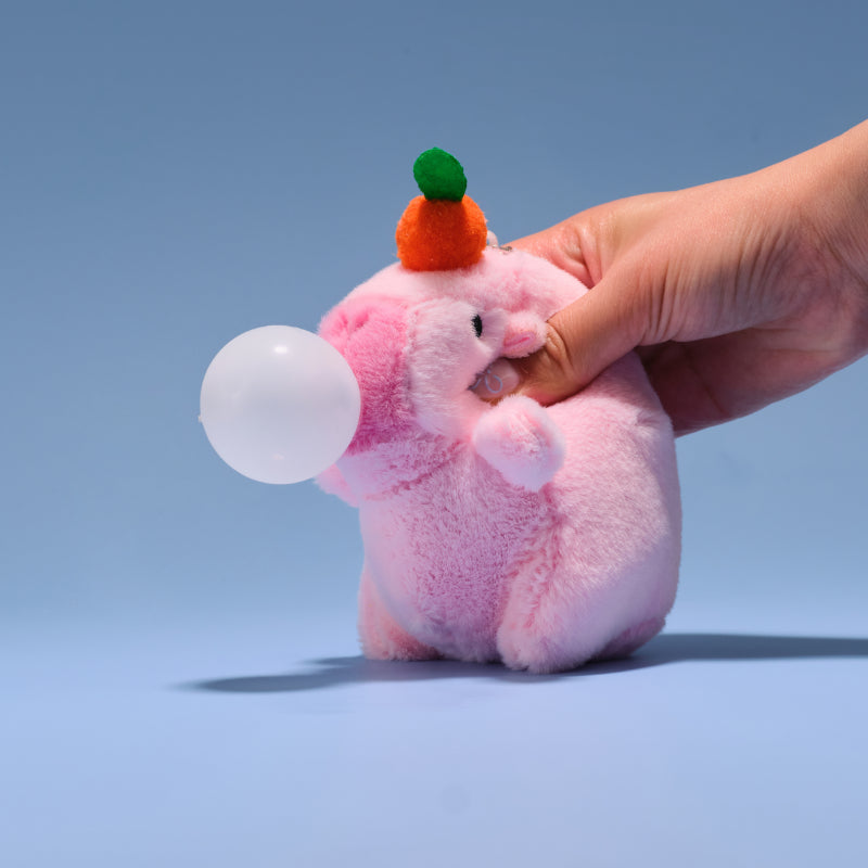 Bubble Gum Capybara in Pink Squeeze Toy Bag Charm – Squish Bunny