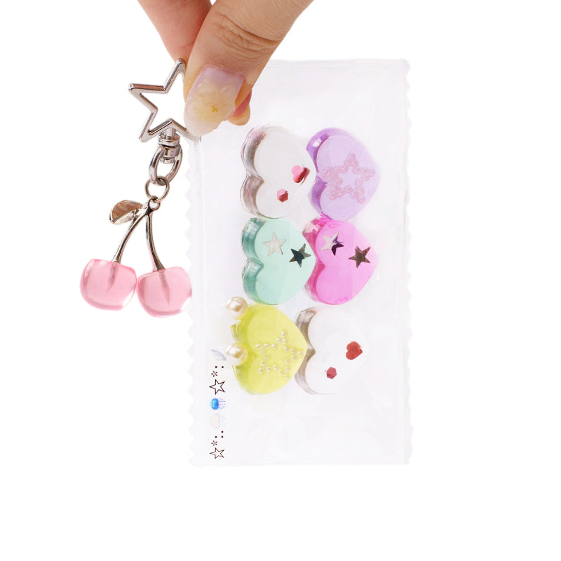 Mini Crystal Hearts Taba Squishy Squeeze Toy Bag Charm