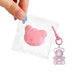 Bear Cream Puff in Pink Taba Squishy Squeeze Toy Bag Charm