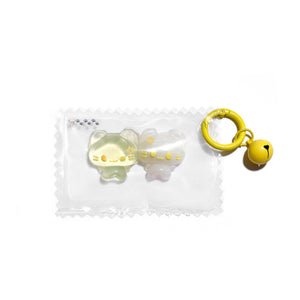 Twins Kitty in Yellow Taba Squishy Squeeze Toy Bag Charm