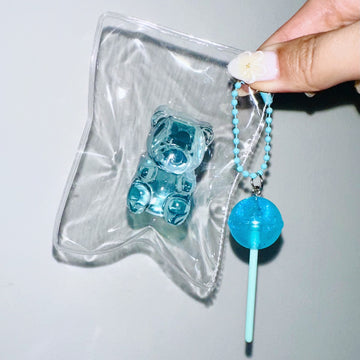 Gummy Bear in Blue Taba Squishy Squeeze Toy Bag Charm