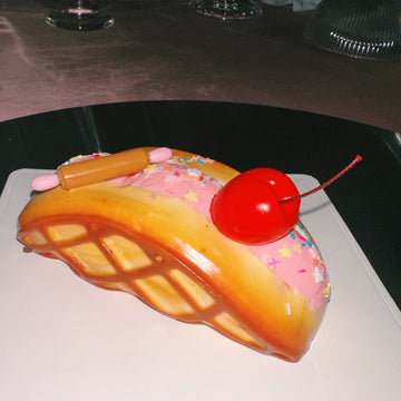 Strawberry Creamed Waffle Taba Squishy Squeeze Toy