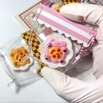 Mini Pizza Kitty in Pink Taba Squishy Squeeze Toy Bag Charm