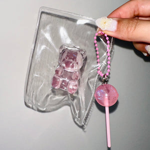 Gummy Bear in Pink Taba Squishy Squeeze Toy Bag Charm