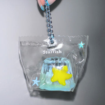 Crystal Cannelés with starfish Taba Squishy Squeeze Toy Bag Charm