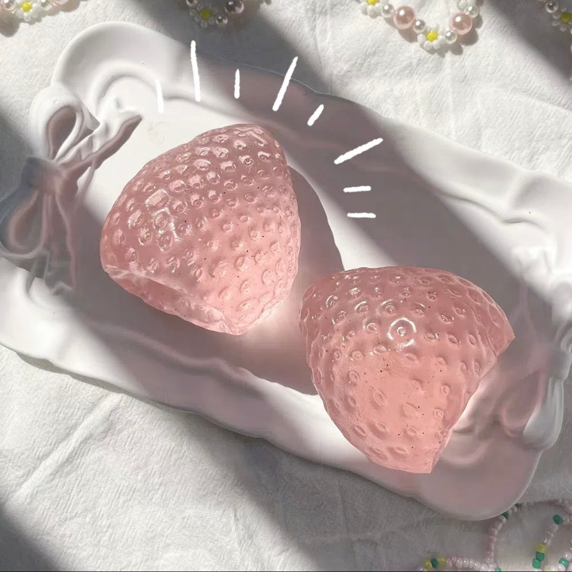 Crystal Strawberry Taba Squishy Squeeze Toy