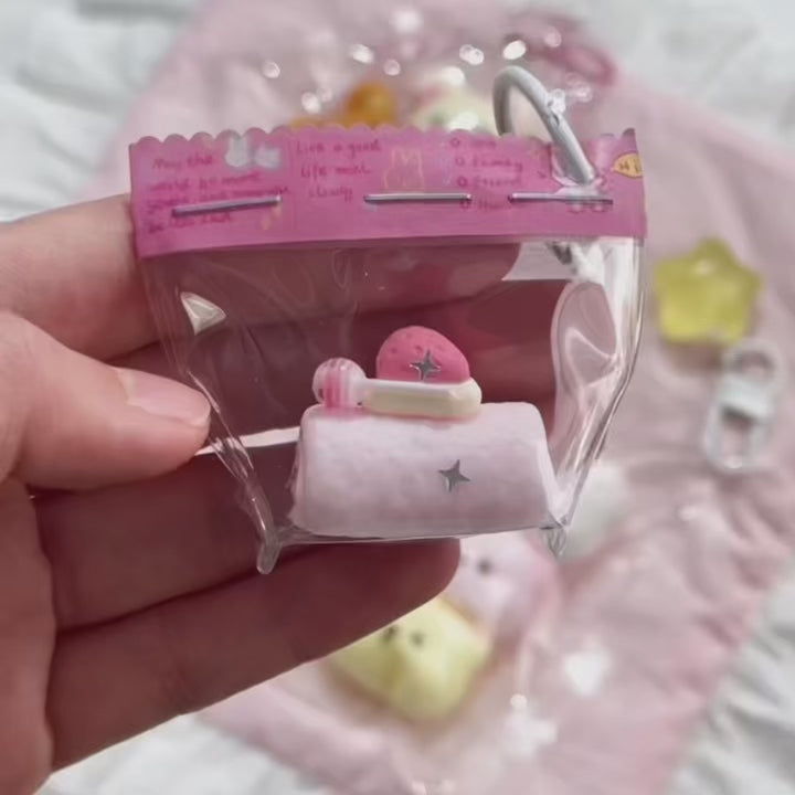 Mini Strawberry Swiss Roll Taba Squishy Squeeze Toy Bag Charm